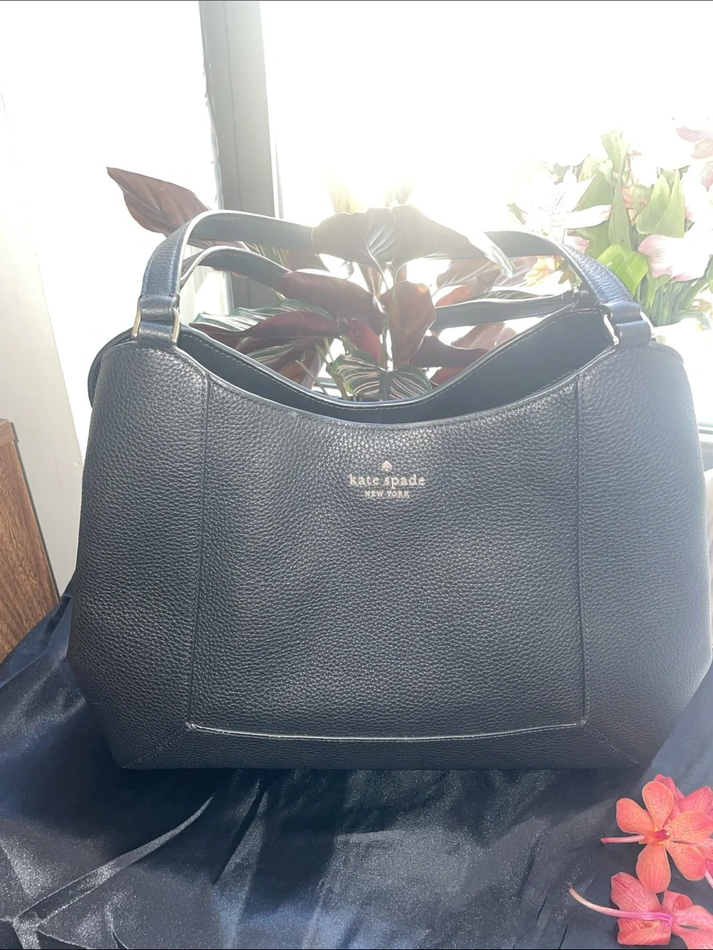 kate spade Black Pebbled LENA Shoulder Bag
